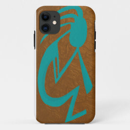 Prachtige Blauwgroen Kokopelli Painting iPhone 11 Hoesje