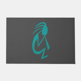 Prachtige Blauwgroen Kokopelli Painting Deurmat
