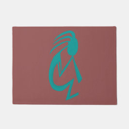 Prachtige Blauwgroen Kokopelli Painting Deurmat