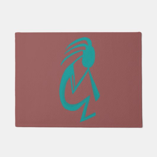 Prachtige Blauwgroen Kokopelli Painting Deurmat (Voorkant)