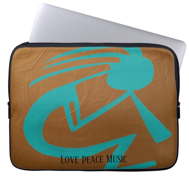 Prachtige Blauwgroen Kokopelli Painting Laptop Sleeve (Voorkant)