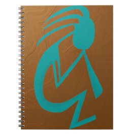 Prachtige Blauwgroen Kokopelli Painting Notitieboek