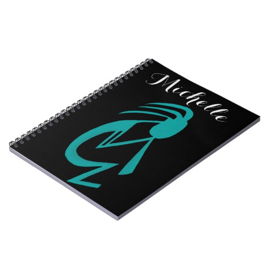 Prachtige Blauwgroen Kokopelli Painting Notitieboek (Linkerzijde)