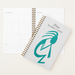 Prachtige Blauwgroen Kokopelli Painting Planner