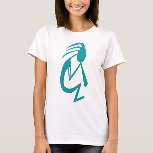 Prachtige Blauwgroen Kokopelli Painting T-shirt (Voorkant)