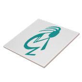 Prachtige Blauwgroen Kokopelli Painting Tegeltje (Zijkant)