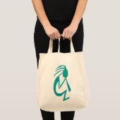 Prachtige Blauwgroen Kokopelli Painting Tote Bag (Voorkant (product))