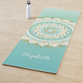 Prachtige Blauwgroen Mandala Pattern Yoga Mat
