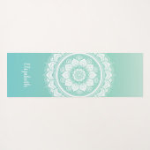 Prachtige Blauwgroen Mandala Pattern Yoga Mat (Achterkant (horizontaal))