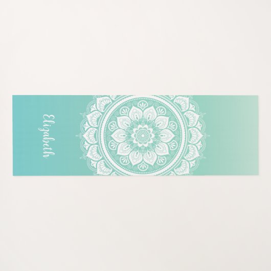 Prachtige Blauwgroen Mandala Pattern Yoga Mat (Achterkant (horizontaal))
