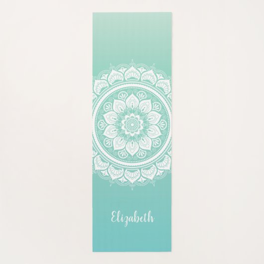 Prachtige Blauwgroen Mandala Pattern Yoga Mat (Achterkant)