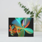 Prachtige Blauwgroen Oranje kunstbloemen Briefkaart (Staand voorkant)