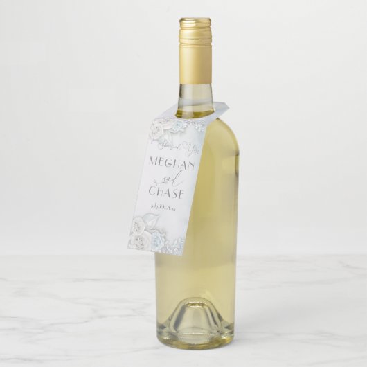 Prachtige Bleke blauw-witte rozen Flessenhanger (Schuin)