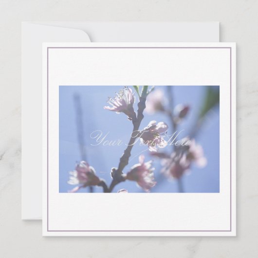 Prachtige Bleke Cherry Blossom Jouw tekst Flat Kaa (Voorkant)