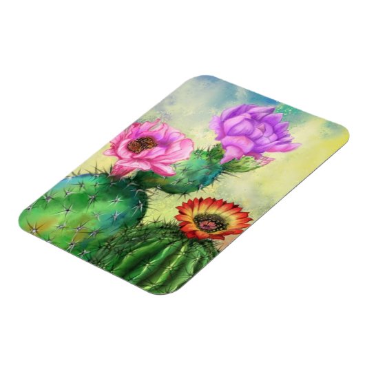 Prachtige bloem cactus magneet (Linkerzijde)