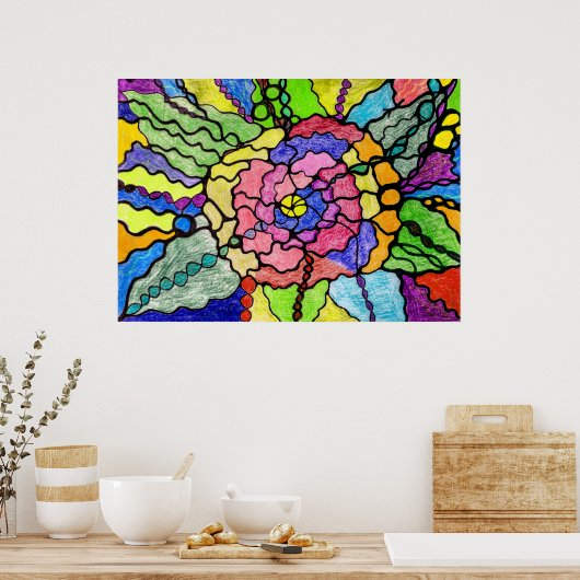 Prachtige bloem moderne kunst poster (Keuken)