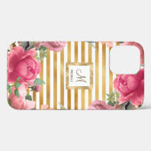 Prachtige bloem Monogram Girly Case-Mate iPhone Case (Achterkant (horizontaal))