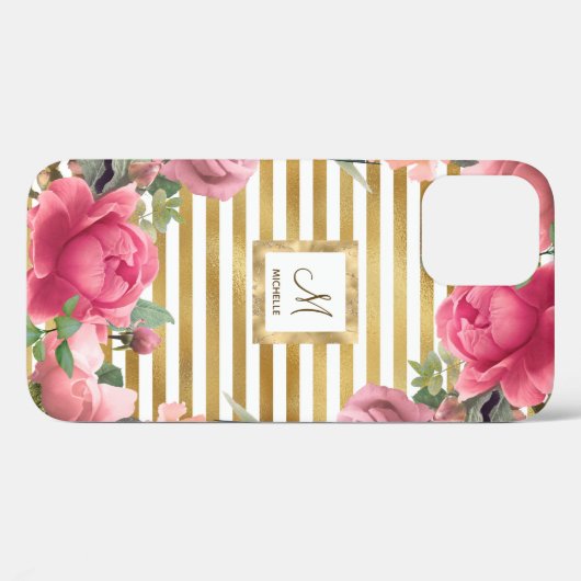 Prachtige bloem Monogram Girly Case-Mate iPhone Case (Achterkant (horizontaal))