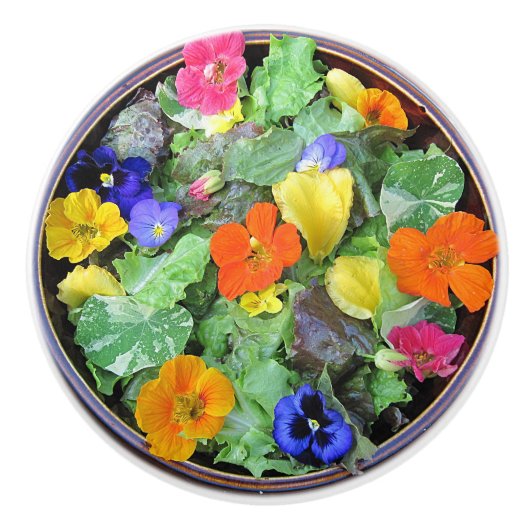 Prachtige bloem salade keramische knop (Voorkant)