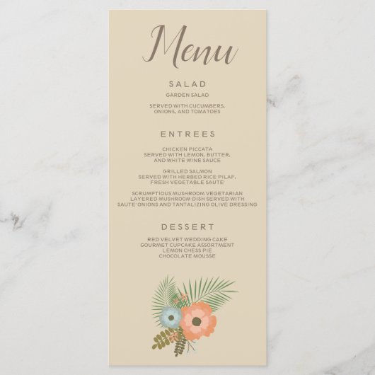 Prachtige bloemdecoratie op beige achtergrond menu (Voorkant)