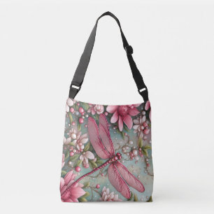 Prachtige bloemdrakenvlieg crossbody tas