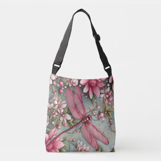Prachtige bloemdrakenvlieg crossbody tas (Voorkant)