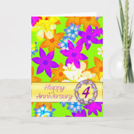Prachtige bloemen 4e verjaardag voor een koppel kaart