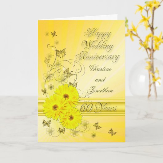 Prachtige bloemen 60ste verjaardag voor een koppel kaart (Gele Bloem)