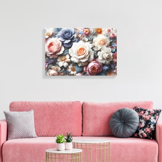 Prachtige bloemen canvas afdruk (Insitu (Woonkamer))