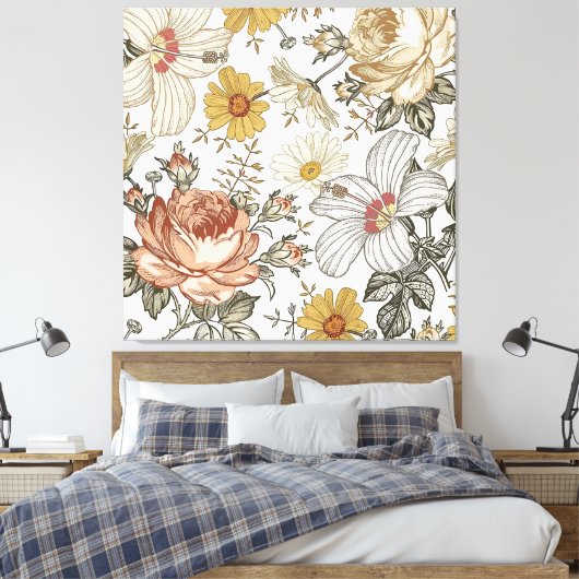 Prachtige bloemen canvas afdruk (Insitu (Slaapkamer))