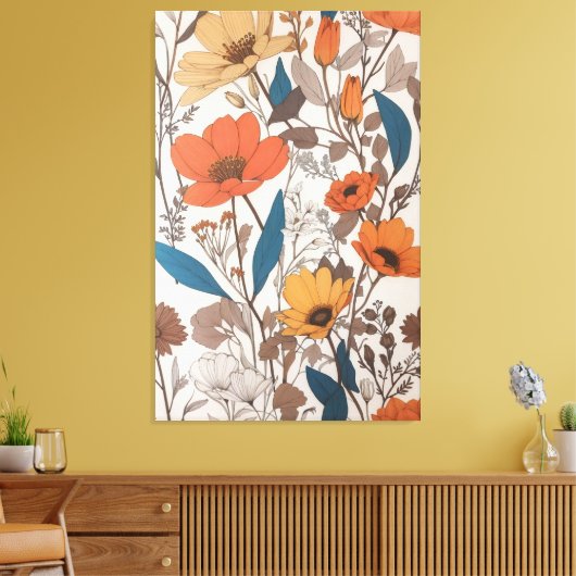 Prachtige bloemen design kunst canvas afdruk (Insitu (Woonkamer))