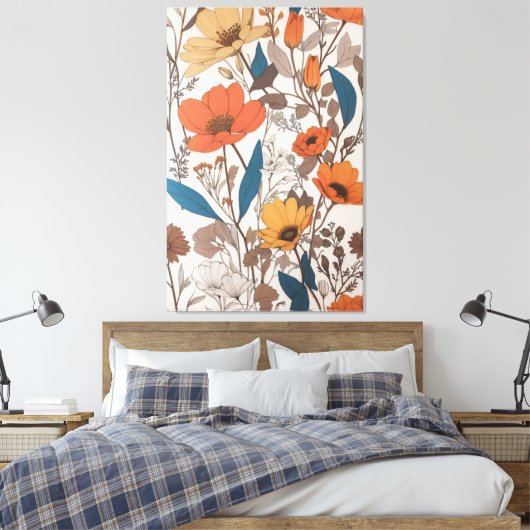 Prachtige bloemen design kunst canvas afdruk (Insitu (Slaapkamer))
