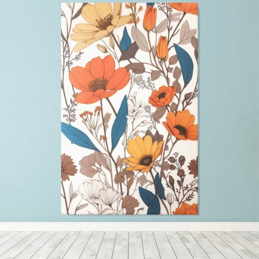 Prachtige bloemen design kunst canvas afdruk (Insitu (Houten vloer))