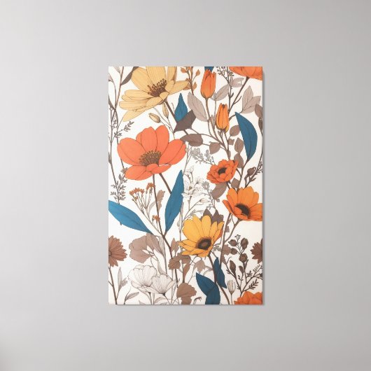 Prachtige bloemen design kunst canvas afdruk (Voorkant)