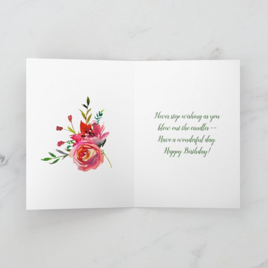 Prachtige bloemen Elegant Happy Birthday Kaart (Binnen)