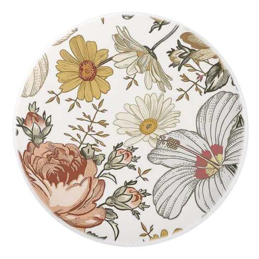 Prachtige bloemen keramische knop (Voorkant)