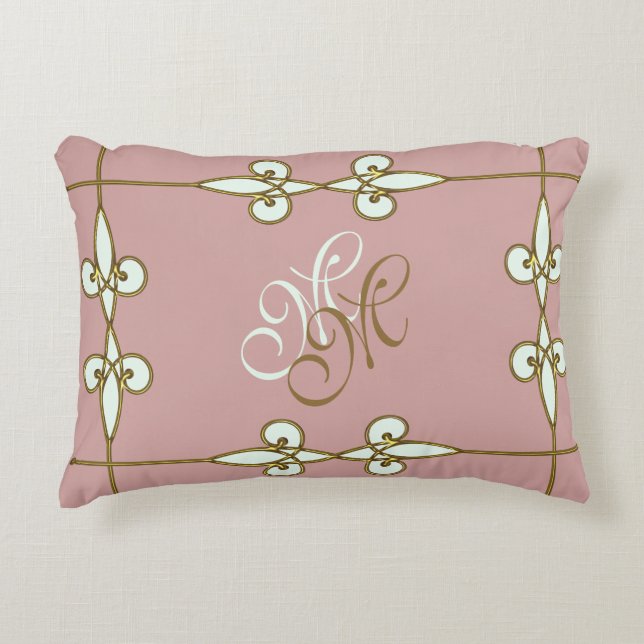 Prachtige bloemen  monogram decoratief kussen (Voorkant)