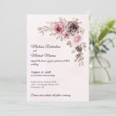 Prachtige  bloemen op Bleek roze bruiloft Kaart (Staand voorkant)