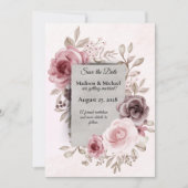 Prachtige  bloemen op Bleek roze bruiloft Save The Date (Voorkant)