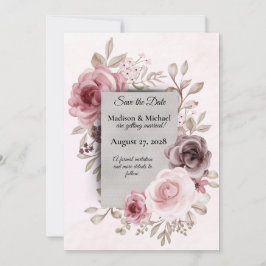 Prachtige bloemen op Bleek roze bruiloft Save The Date