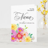 Prachtige bloemen voor Nana op Moederdag Kaart (Gele Bloem)