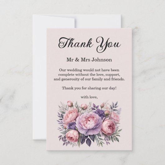 Prachtige bloemenbruiloft dank je wel kaart (Voorkant)