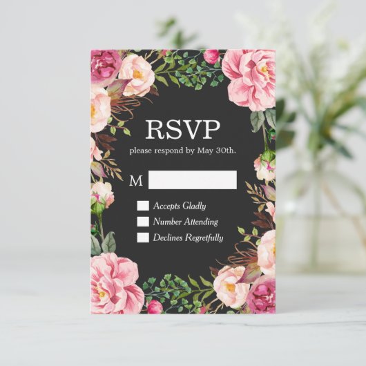 Prachtige bloemendecoratie RSVP antwoordkaart (Staand voorkant)