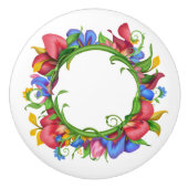 Prachtige bloemenkrans cirkel keramische knop (Voorkant)