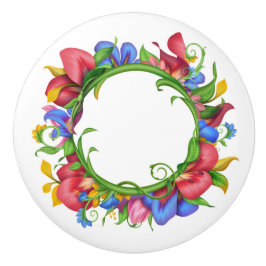 Prachtige bloemenkrans cirkel keramische knop