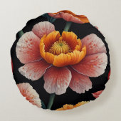 Prachtige bloemenkunst Levendige bloesem Bold deco Rond Kussen (Achterkant)