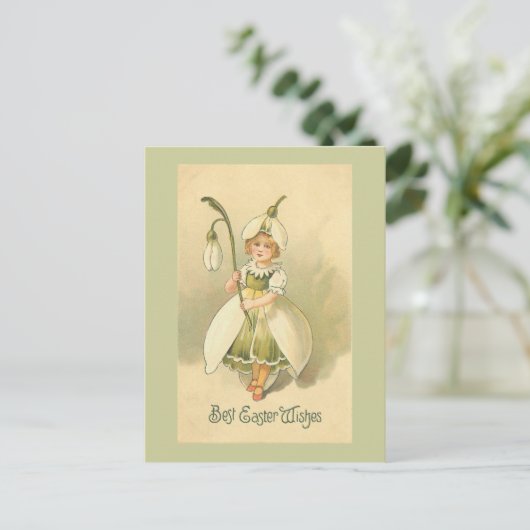 Prachtige Bloemenmeisje Pasen Feestdagenkaart (Staand voorkant)