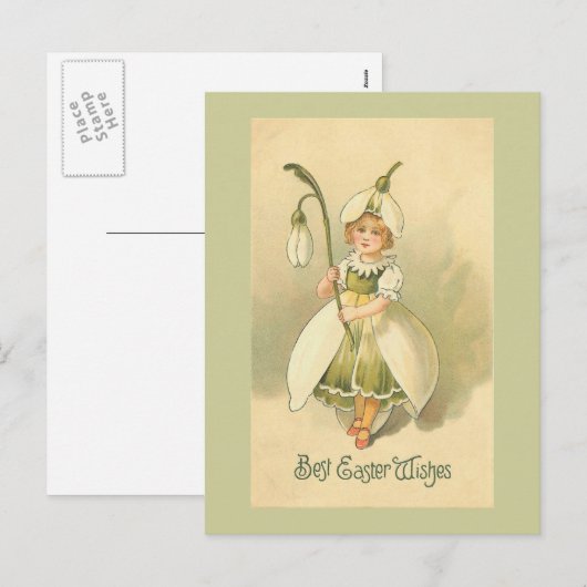 Prachtige Bloemenmeisje Pasen Feestdagenkaart (Voorkant / Achterkant)