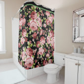 Prachtige bloemenpatroon Rozen met groen gebladert Douchegordijn (In situ)