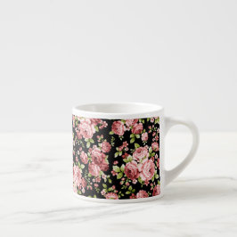 Prachtige bloemenpatroon Rozen met groen gebladert Espresso Kop